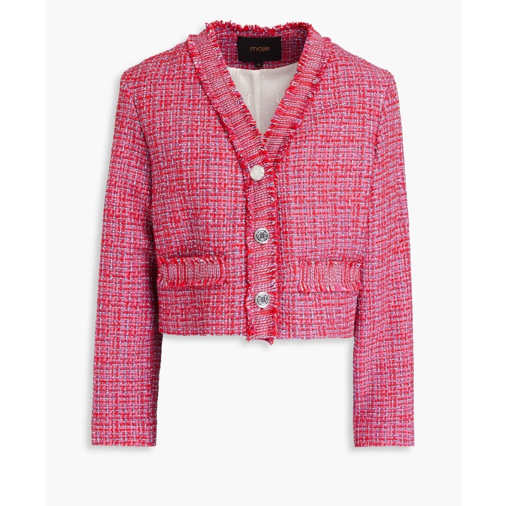 NWT maje pink/red tweed cropped blazer